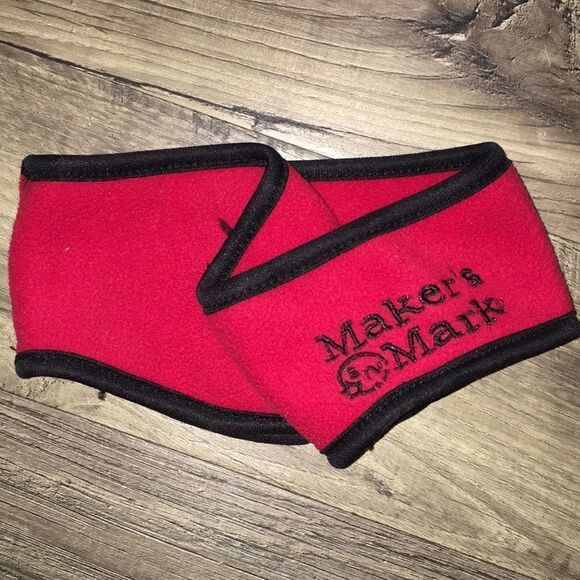 Maker’s Mark Kentucky Bourbon Whiskey red fleece ski snowboard ear muff headband - Picture 1 of 2